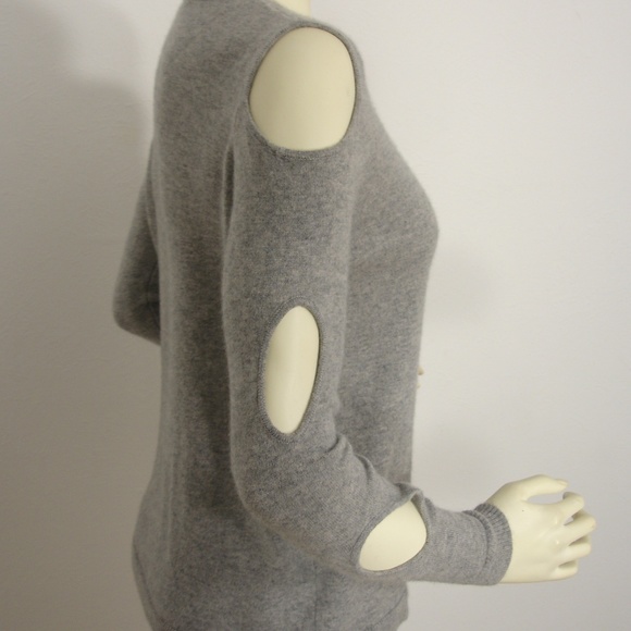 7 SEASONS GRAY CASHMERE CUTOUT SLEEVES SWEATER S - Picture 5 of 8